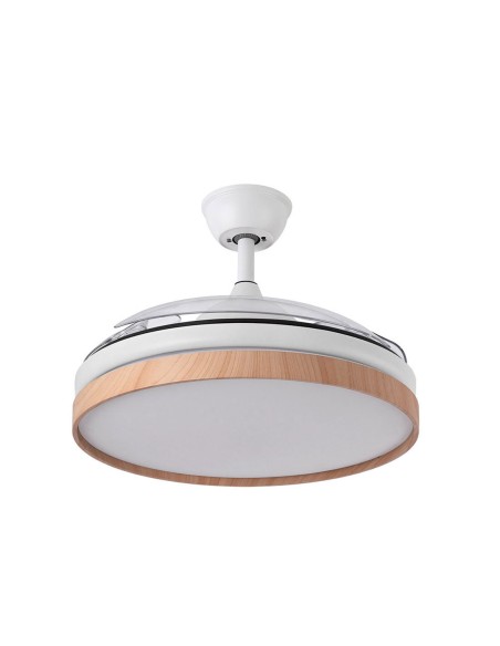Ventilador aspas desplegables blanco madera haya