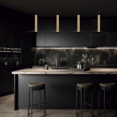 Lámpara colgante cilindro oro satinado