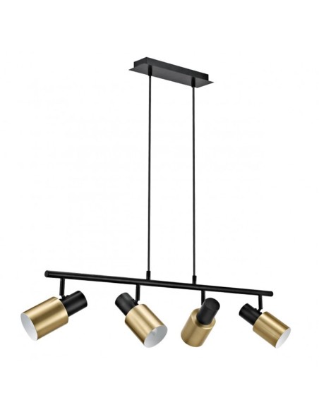 Lámpara de techo lineal con focos.