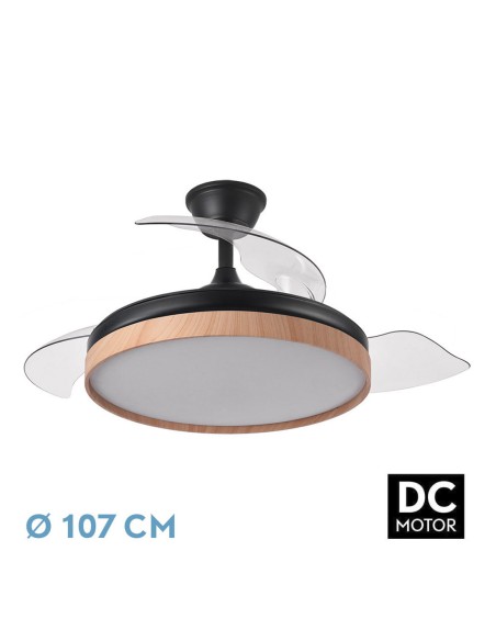 Ventilador retráctil negro madera