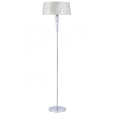 Lámpara pie de salón cromo pantalla nacar