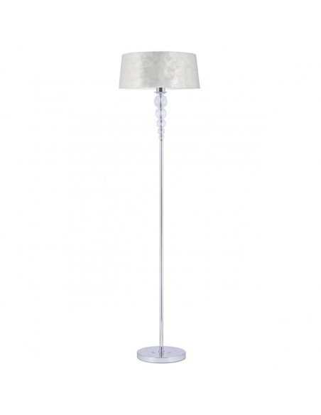 Lámpara pie de salón cromo pantalla nacar