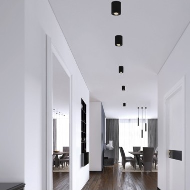 Plafón foco superficie negro orientable Plafón foco superficie negro orientable