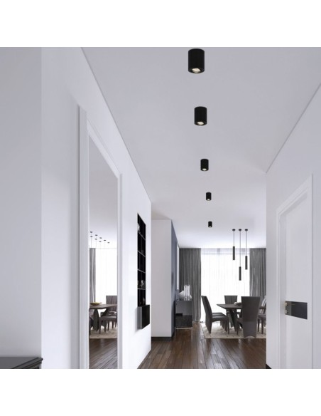 Plafón foco superficie negro orientable