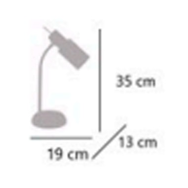 Lámpara de mesita con interruptor on/off en base.