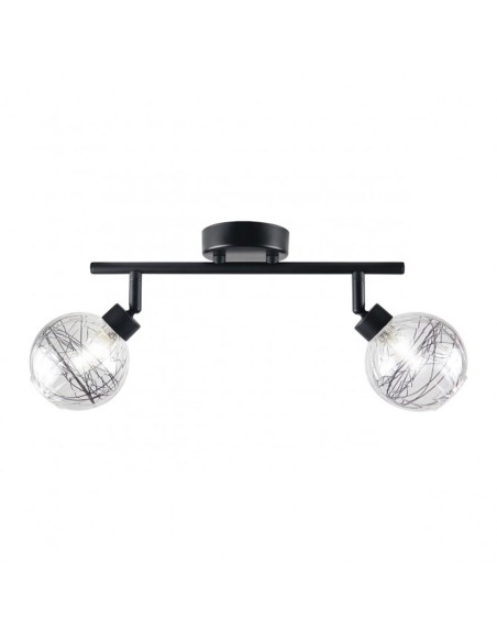 Regleta 2 luces negra con tulipa de cristal