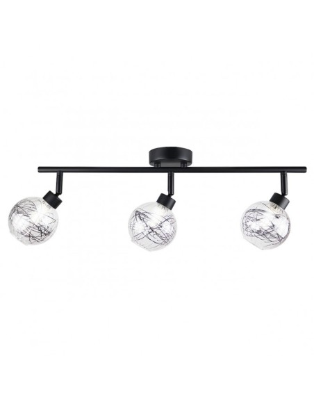 Regleta 3 luces negra con cristal transparente