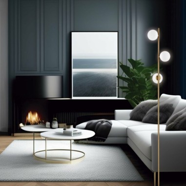 Lámpara de suelo latón con tulipas blancas