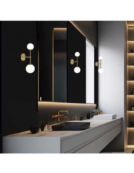 Aplique 2 luces bola cristal