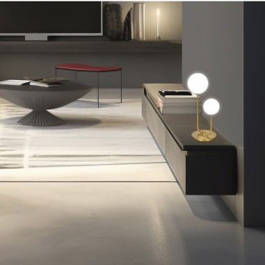 Lámpara sobremesa rinconera con bola cristal blanca