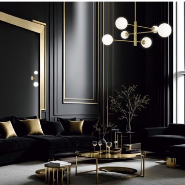 Lámpara 6 bolas de cristal blancas