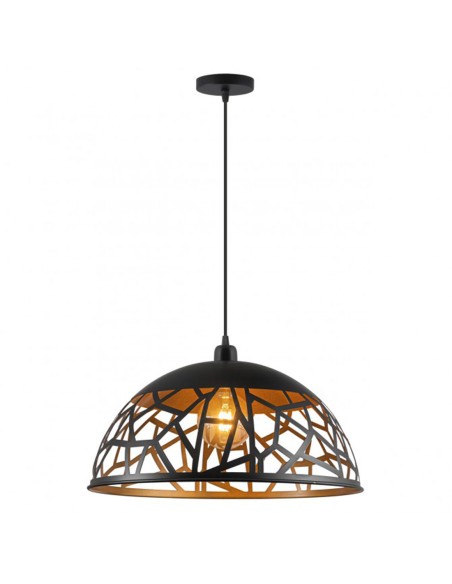 Lámpara calada negro interior oro