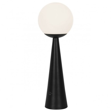 Lámpara de mesa recto negro con tulipa blanca
