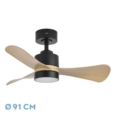 Ventilador DC Zepelín Negro Madera Clara