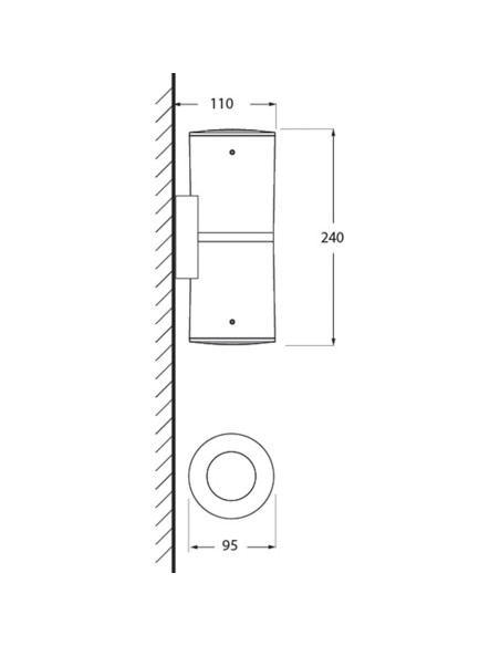 Aplique Exterior Negro 2 Luces con Pulsador CCT