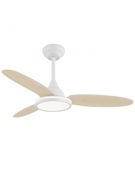 Ventilador Mahón blanco madera clara