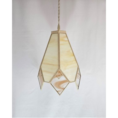 Farol Estaño Pico Crema Cristal Opalina/Miel