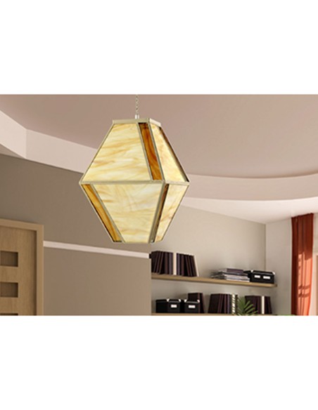 Farol de Techo Geométrico Pintado Crema