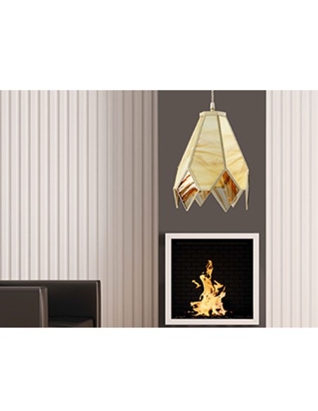 Farol Estaño Pico Crema Cristal Opalina/Miel