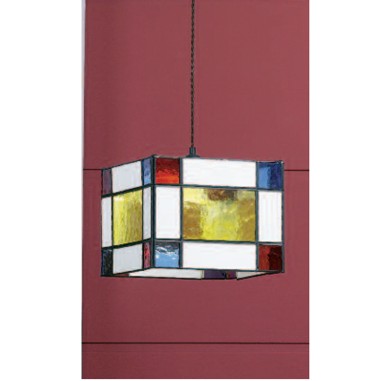 Farol Cuadrado Opalina Blanca y Color