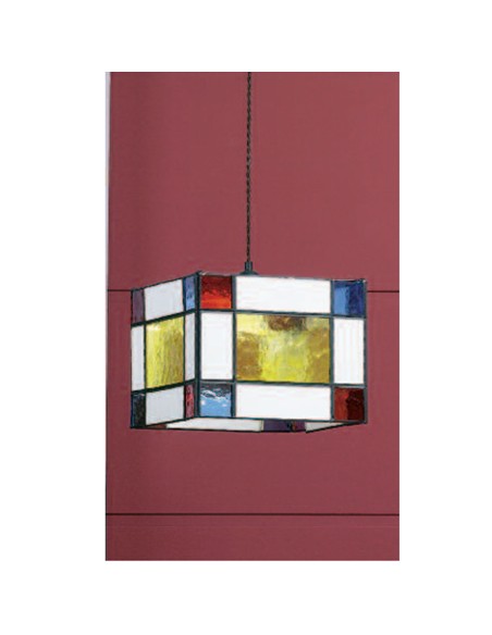 Farol Cuadrado Opalina Blanca y Color