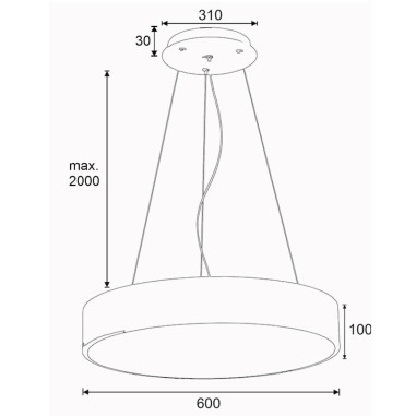 Lámpara Led Suspendida Negra 60 CM