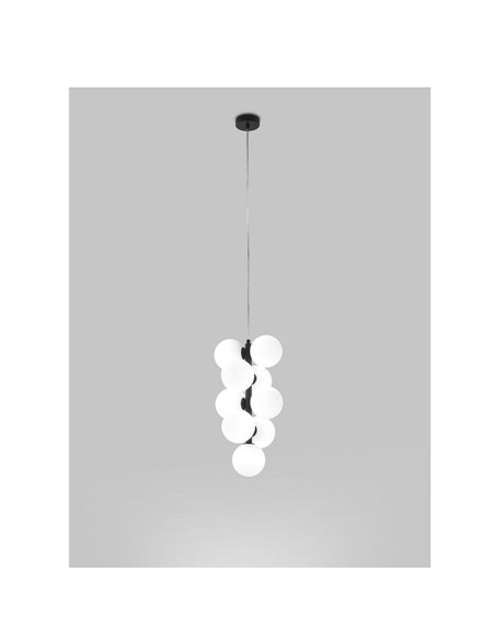 Lámpara con Caida Negra 9 Bolas Opal