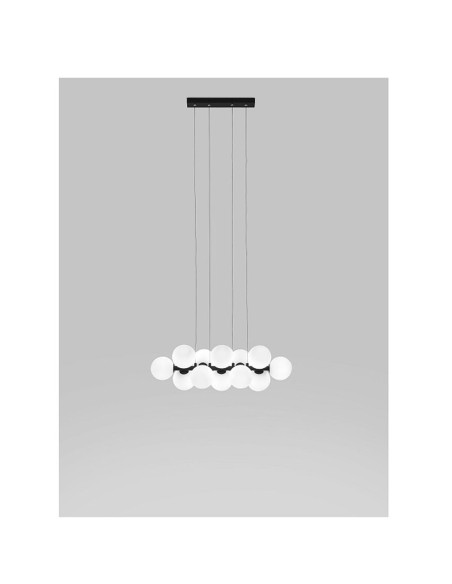 Lámpara lineal negra con bolas de cristal