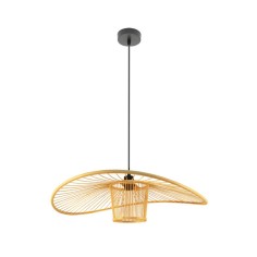 Lámpara Techo Rueda Bambú...