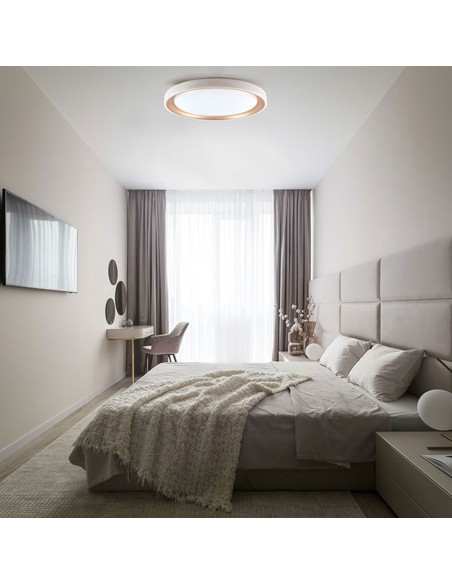 Lámpara Plafón Blanco Interior Oro Led 48W