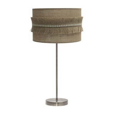 Sobremesa Rinconera Cuero con Pantalla Saco y Flecos