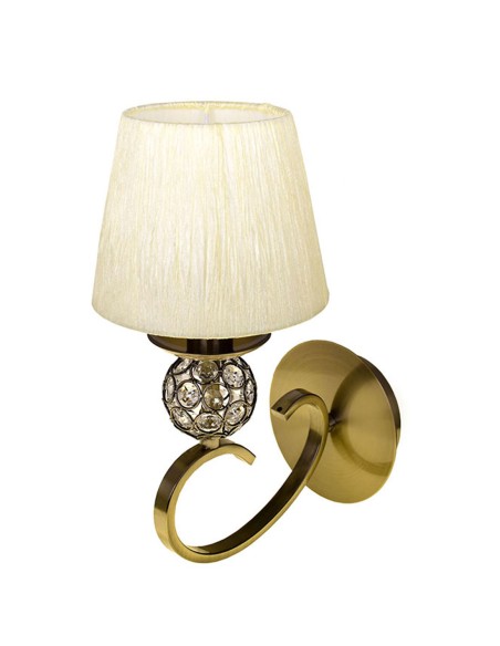 Aplique de pared dorado con bola de cristal