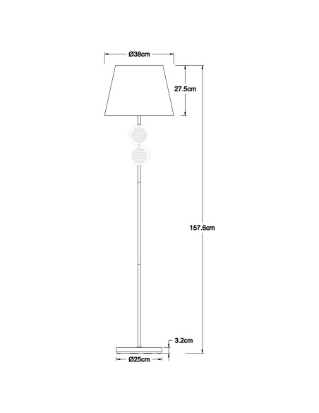 Lámpara de Pie Cuero con Pantalla y Cristalitos