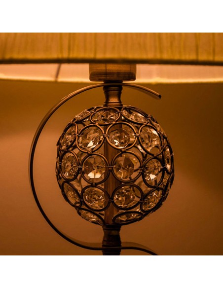 Lámpara de Pie Cromo con Pantalla y Cristalitos