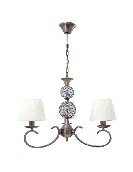 Lámpara 3 luces dorada con cristalitos