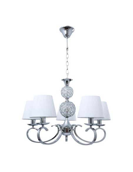 Lámpara cromo 5 luces con cristalitos