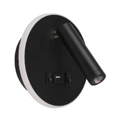 Aplique negro cabecero doble luz y USB