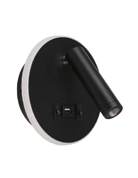 Aplique negro cabecero doble luz y USB