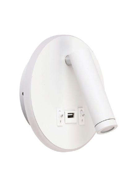Aplique de pared blanco cabecero 2 luces y USB