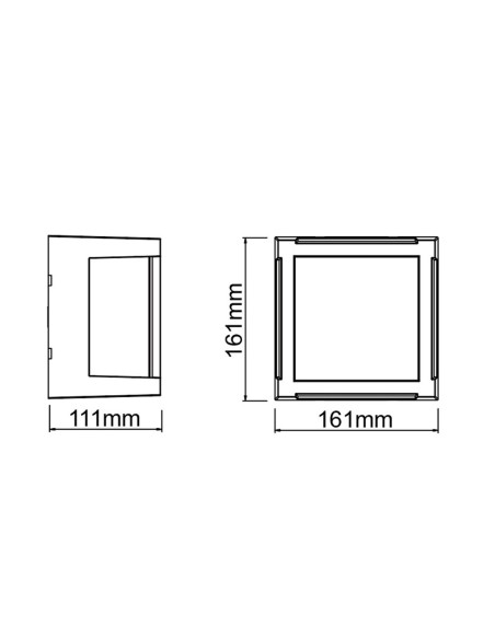Aplique Exterior Cuadrado pequeño Negro 15W