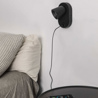 Aplique Lector y USB Orientable Negro