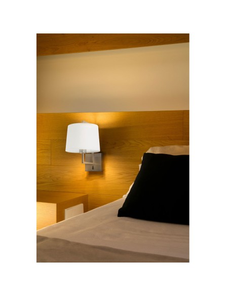 Aplique de Pared Níquel Mate con Pantalla Blanca