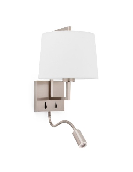 Aplique dormitorio con lector níquel mate