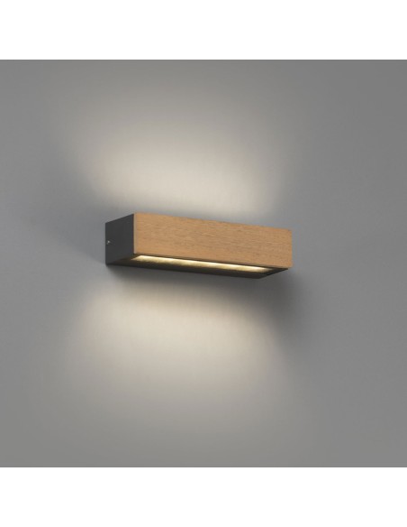 Aplique Exterior Aluminio y Cristal Acabado Madera