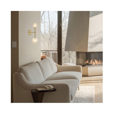 Aplique 2 Luces Latón y Bola Ambar