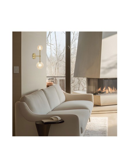 Aplique 2 Luces Latón y Bola Ambar