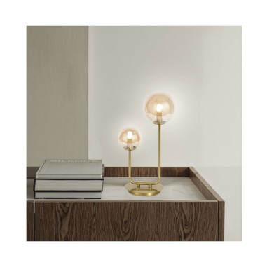 Lámpara de Mesa 2 Luces Latón y Bola...