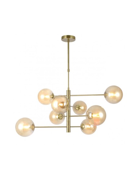 Lámpara de techo brazos móviles dorada y cristal