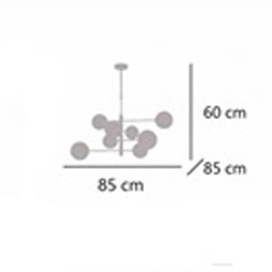 Lámpara 8 Luces Latón y Bola Opal