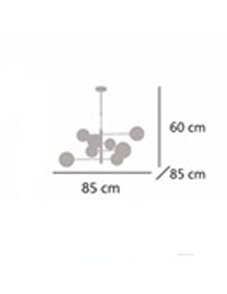 Lámpara 8 Luces Latón y Bola Opal